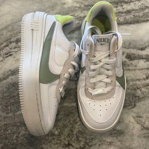 White and Green Nike Air Force